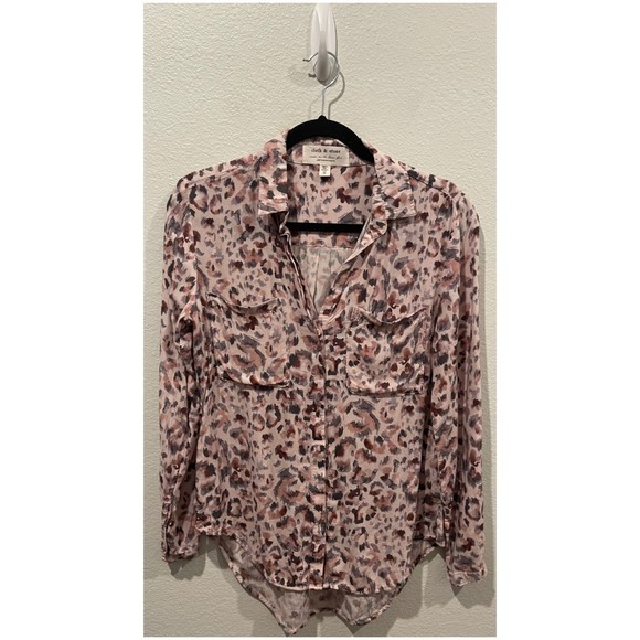 CLOTH AND STONE Button Down Long Sleeve Animal Print Shirt - Picture 1 of 5